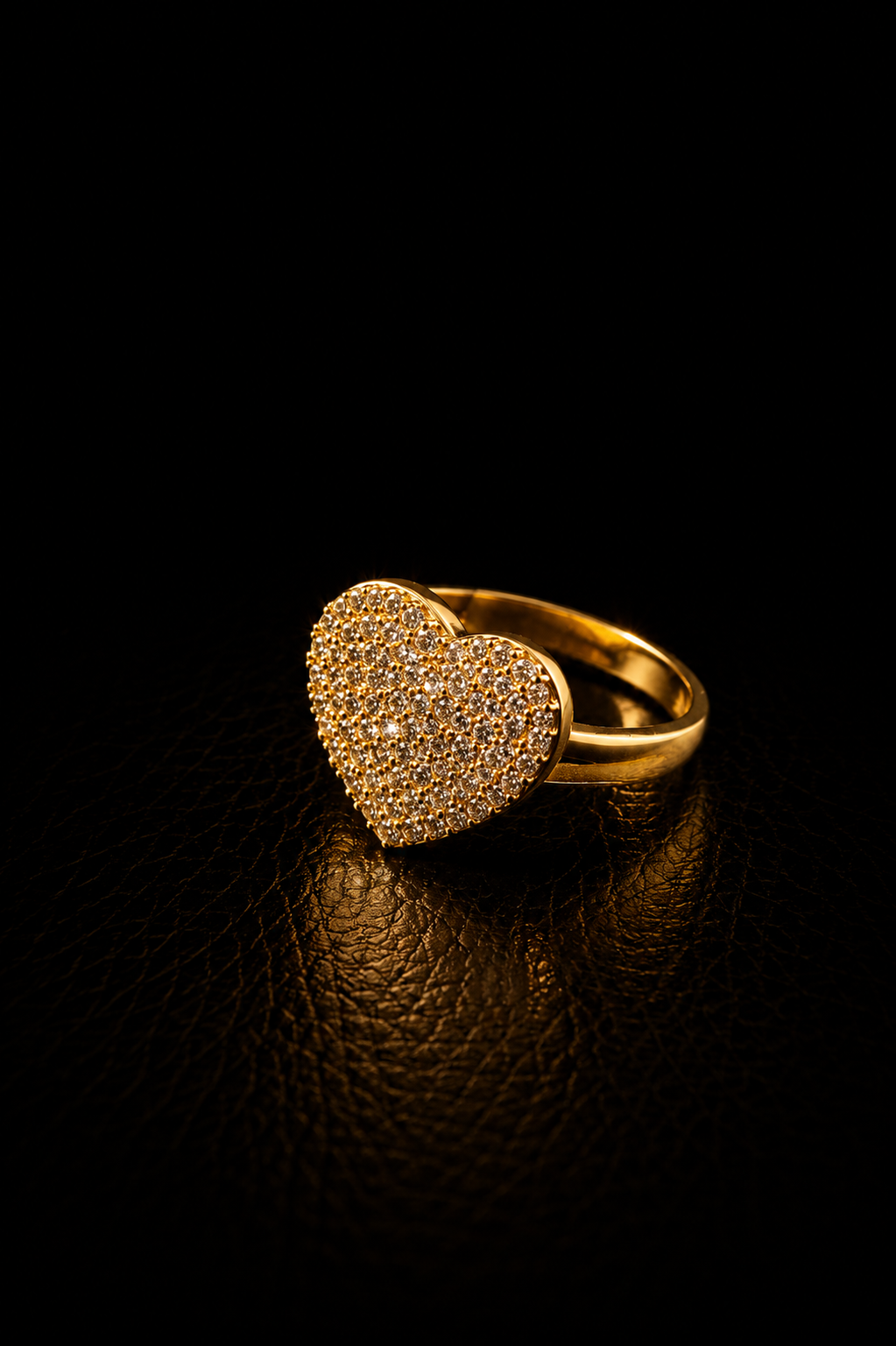 14k Gold CZ Heart Shaped Ring