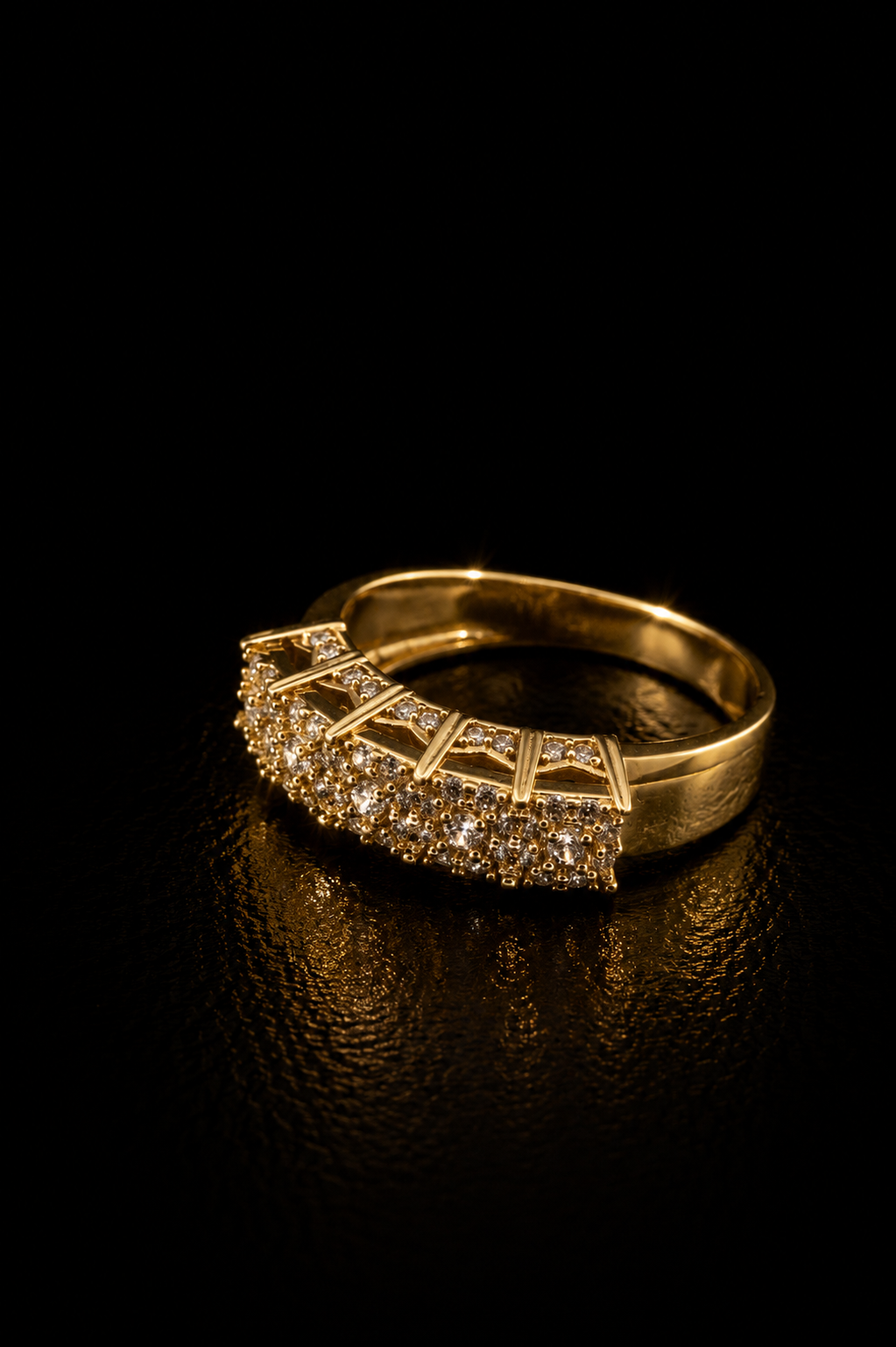 14k Gold CZ Stones Ring