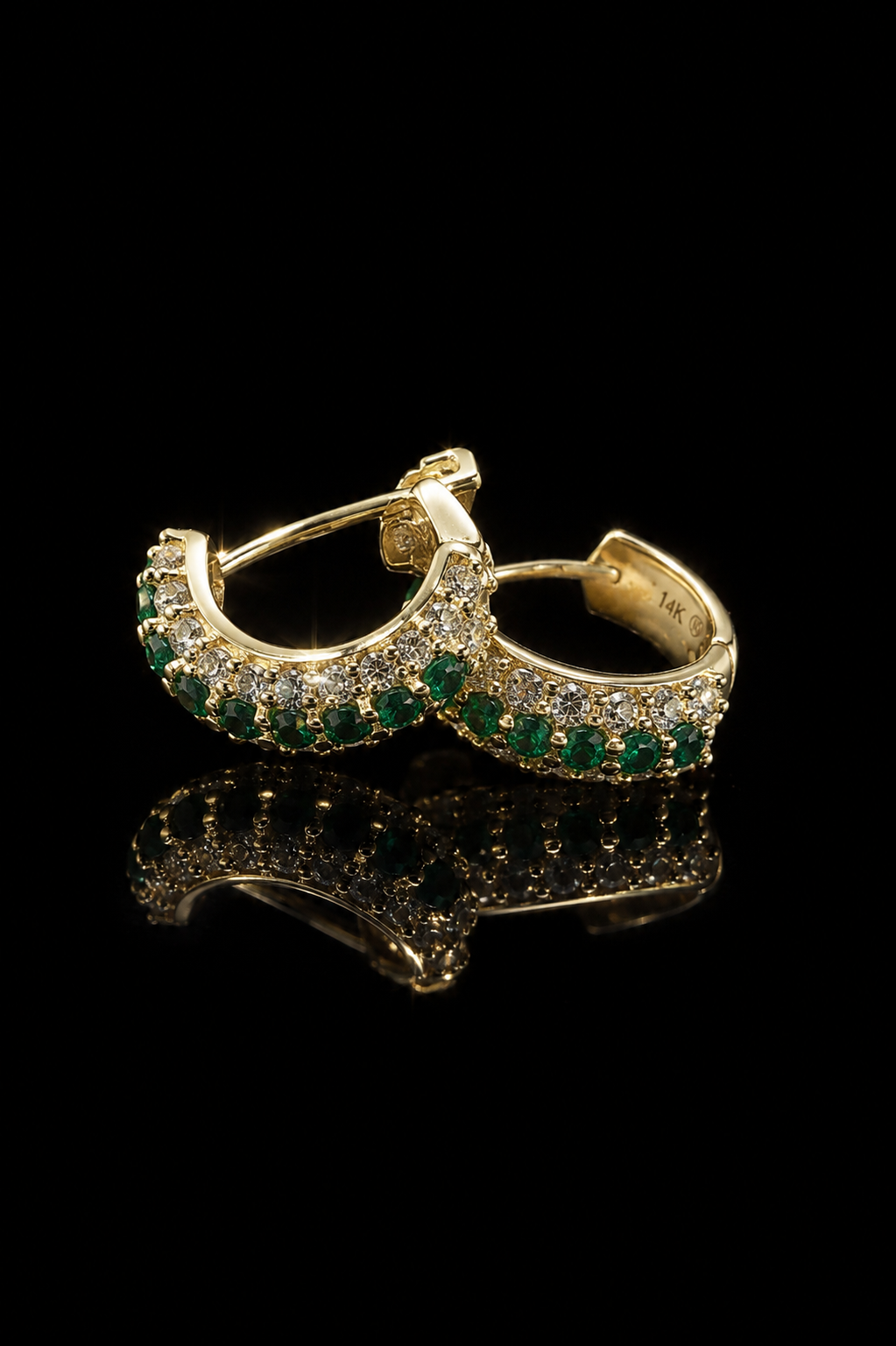 14k CZ Emerald Green Earrings