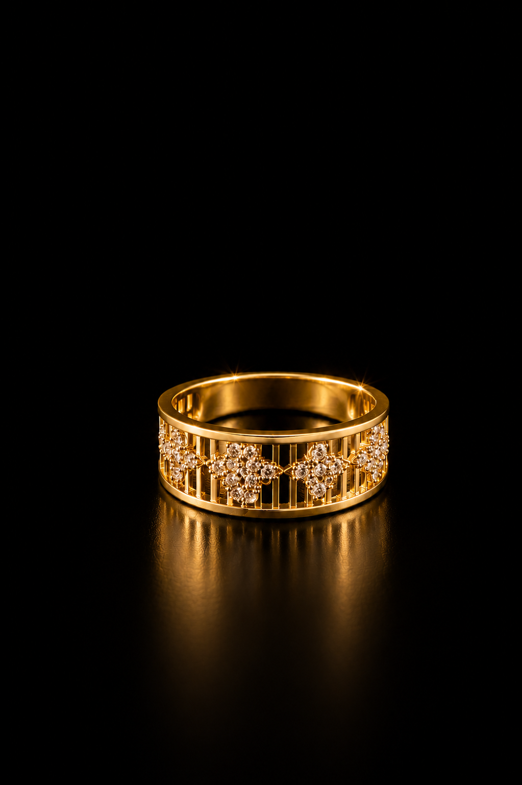 14k CZ Clover Ring