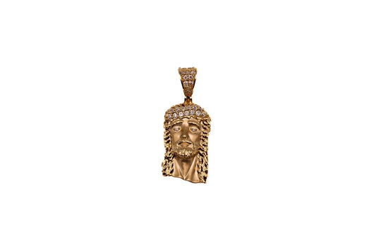 14K Gold Jesus Face Pendant