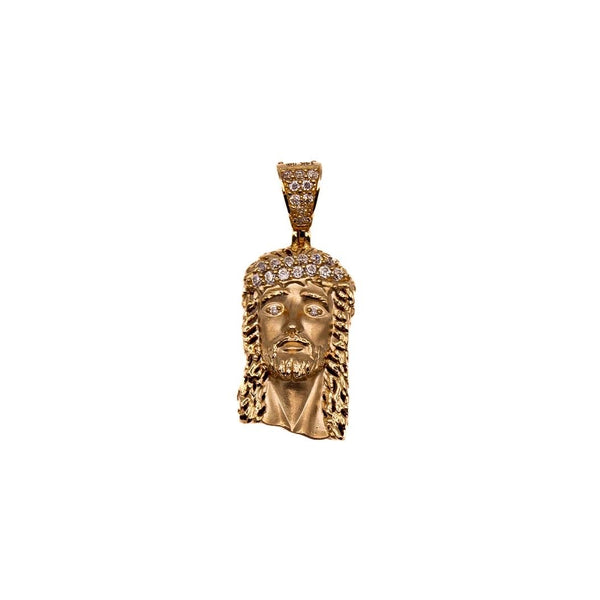 14K Gold Jesus Face Pendant