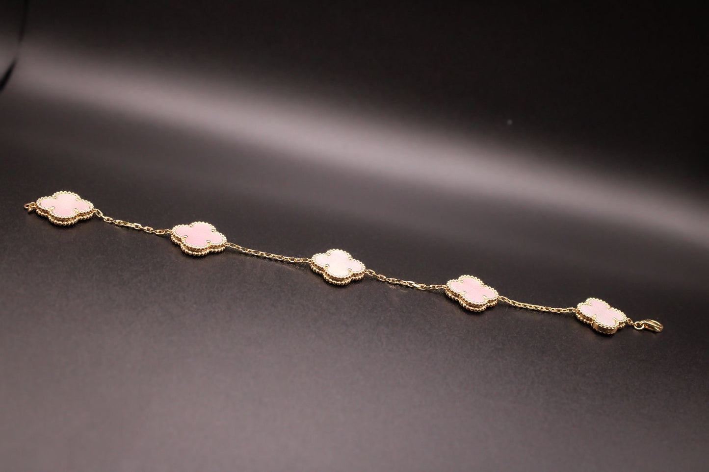 14k Gold Pink Clover Bracelet