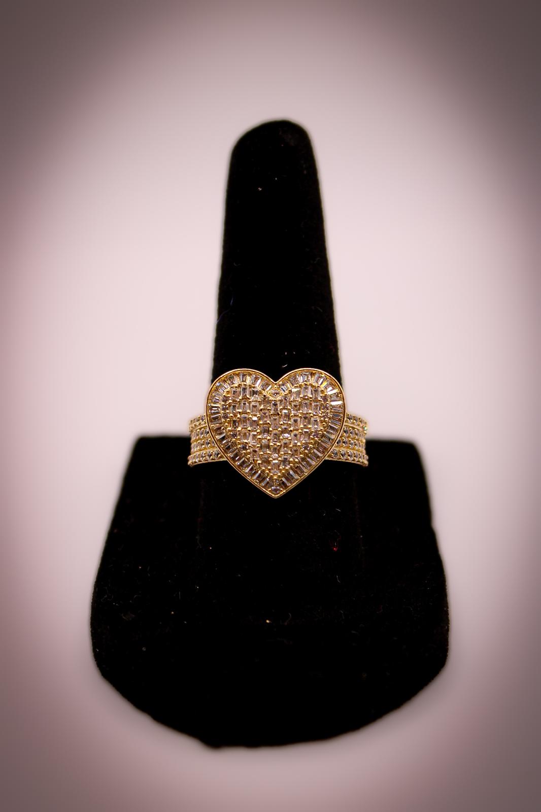 Gold Heart Ring with Diamond Accents