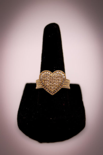 Gold Heart Ring with Diamond Accents