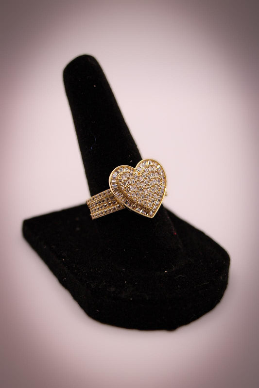 Gold Heart Ring with Diamond Accents