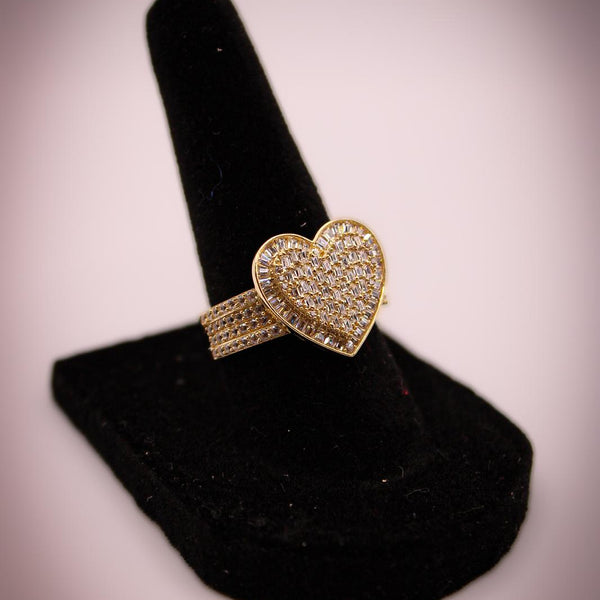 Gold Heart Ring with Diamond Accents