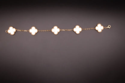 14k Gold Pink Clover Bracelet