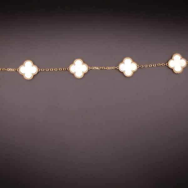 14k Gold Pink Clover Bracelet