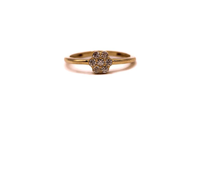 14K Gold Flower Diamond Ring.