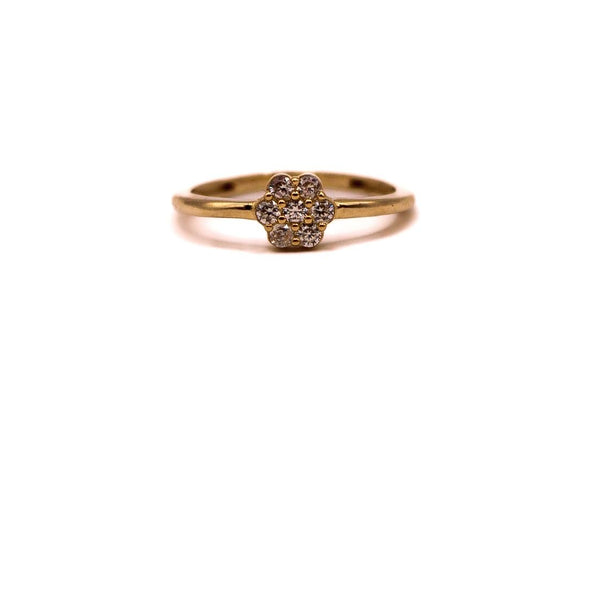 14K Gold Flower Diamond Ring.