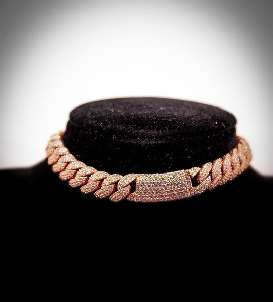 Rose-Gold Iced-Out Cuban Bracelet