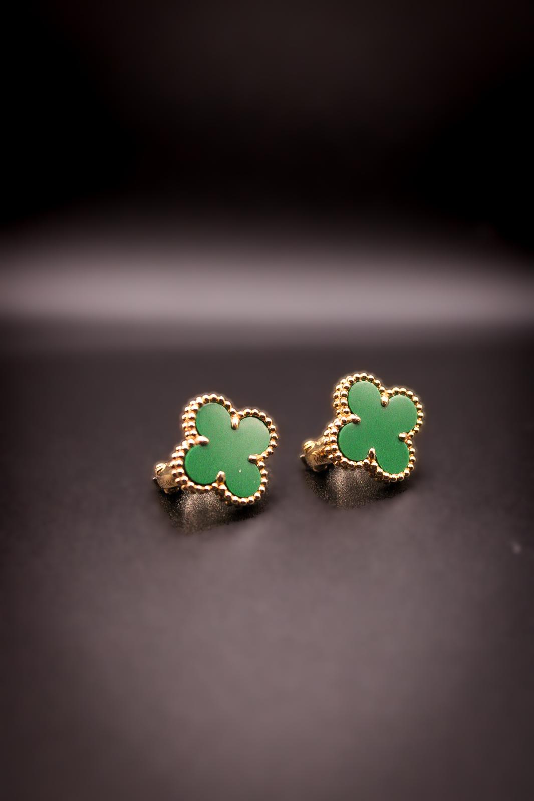 Green Clover Stud Earrings