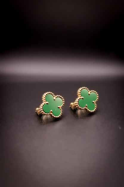 Green Clover Stud Earrings