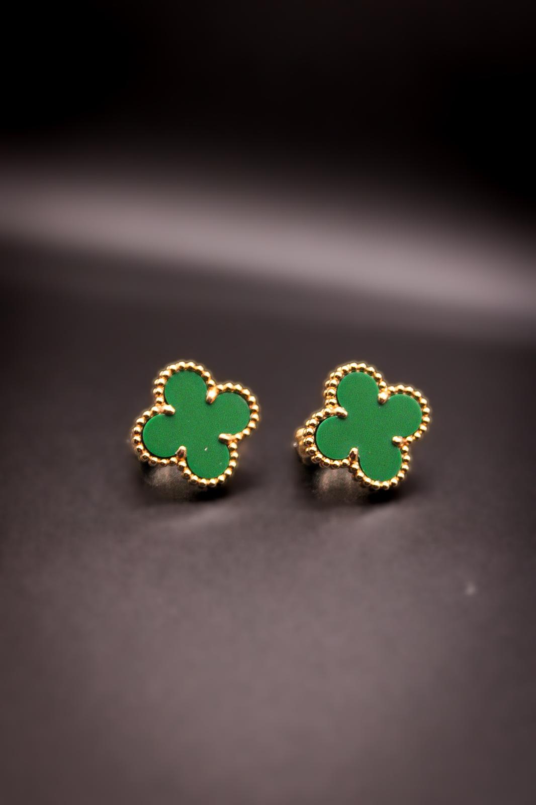 Green Clover Stud Earrings
