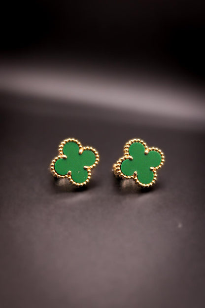 Green Clover Stud Earrings