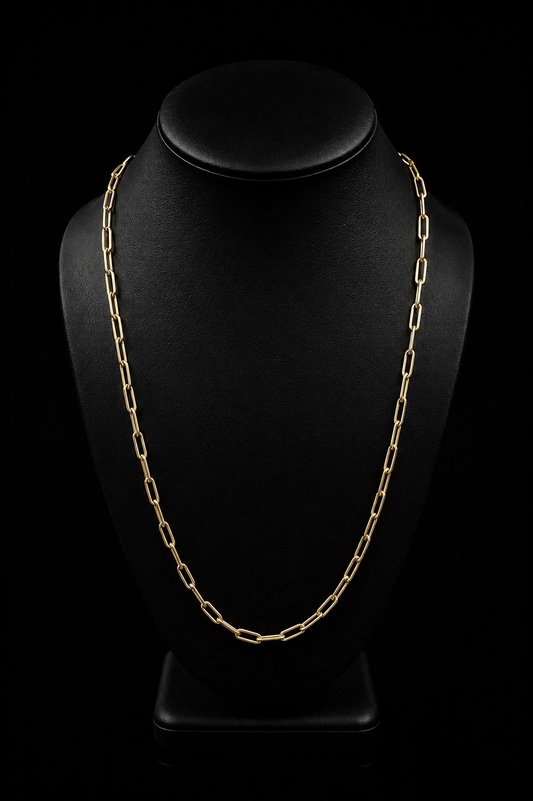 14k Gold Paper Clip Chain 22in - 3.80mm