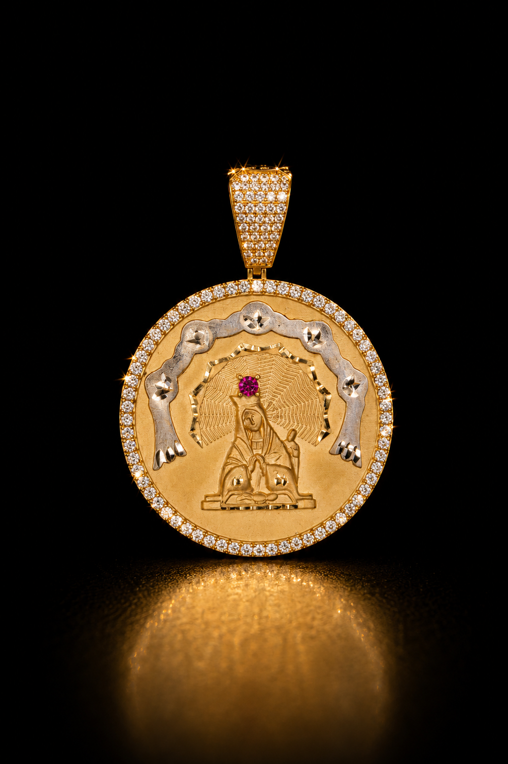 14k Gold Virgin Mary Pendant