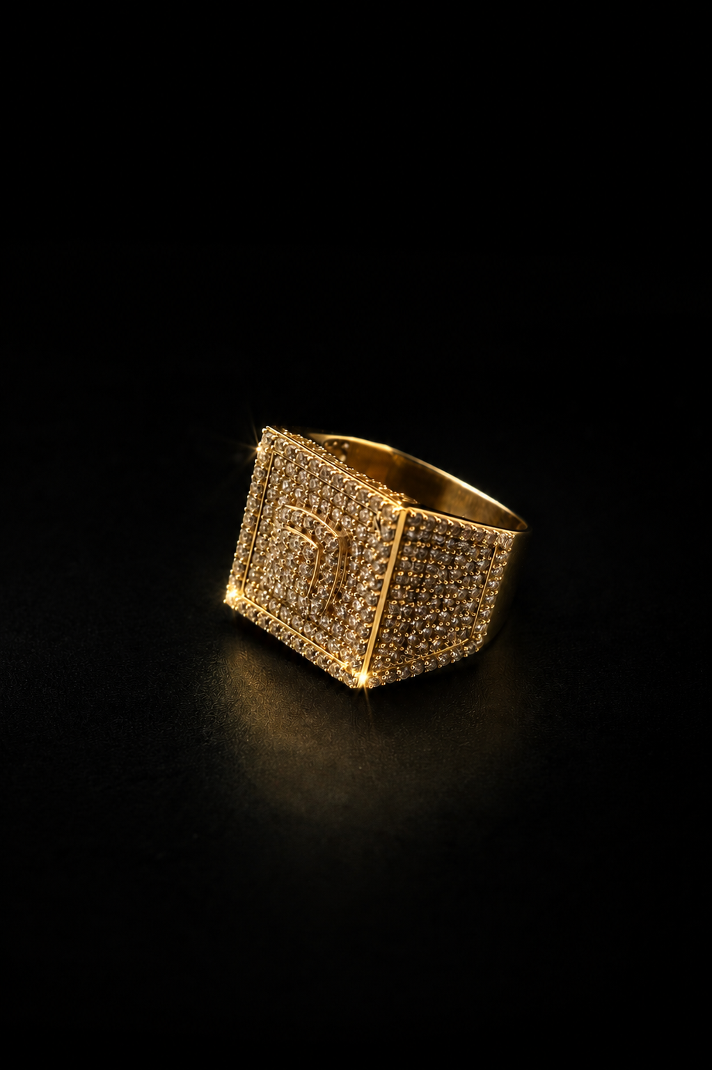 14k Gold CZ Stone Square Ring