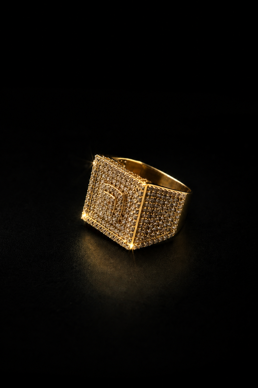 14k Gold CZ Stone Square Ring