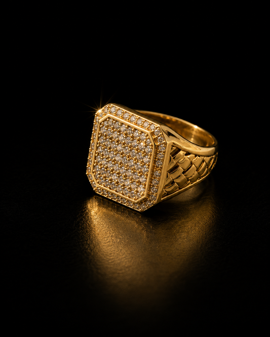 14k Gold CZ Stone Square Ring