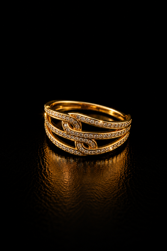 14k Gold CZ Spiral Ring