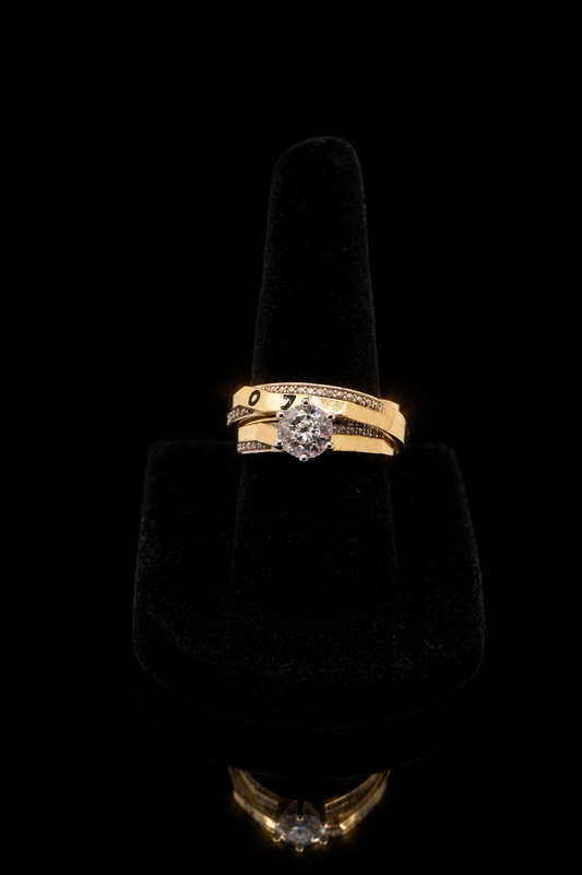 14k Gold CZ Wedding Ring Set