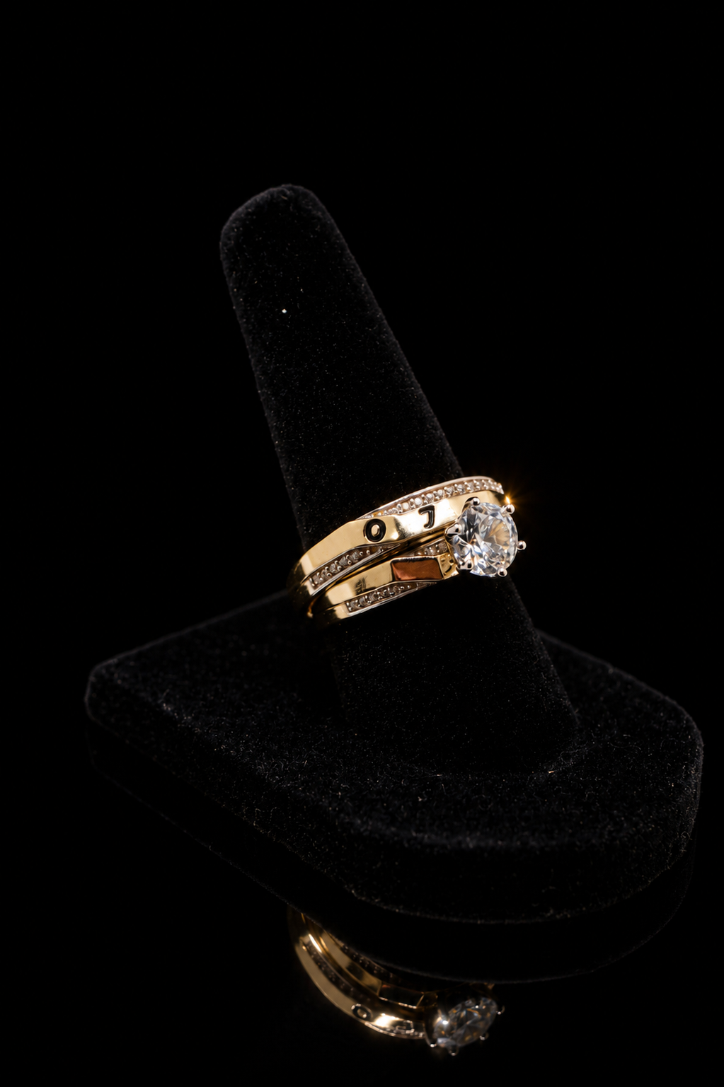 14k Gold CZ Wedding Ring Set