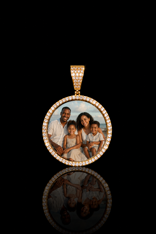 14k Gold CZ Large Custom Photo Pendant