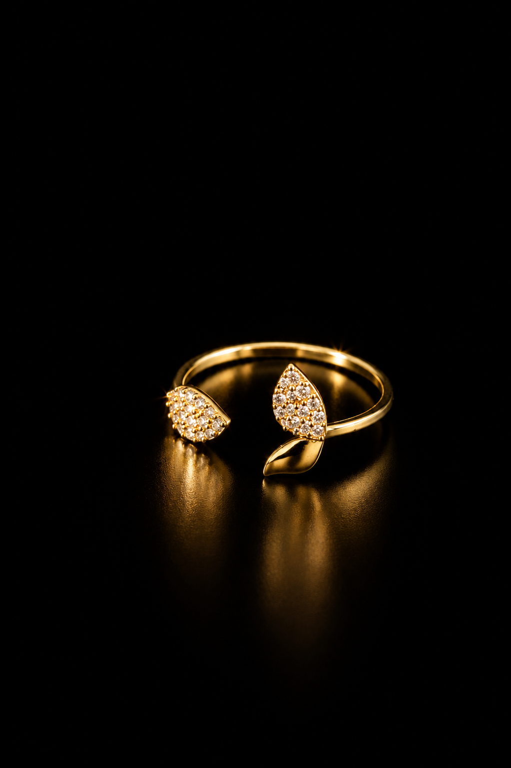 14k CZ Leaf Ring