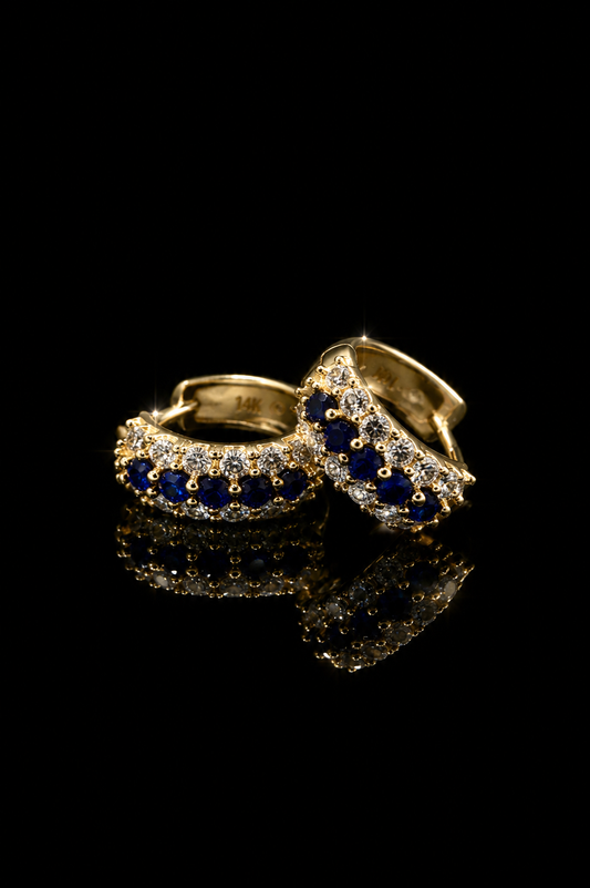 14k CZ Navy Blue Earrings