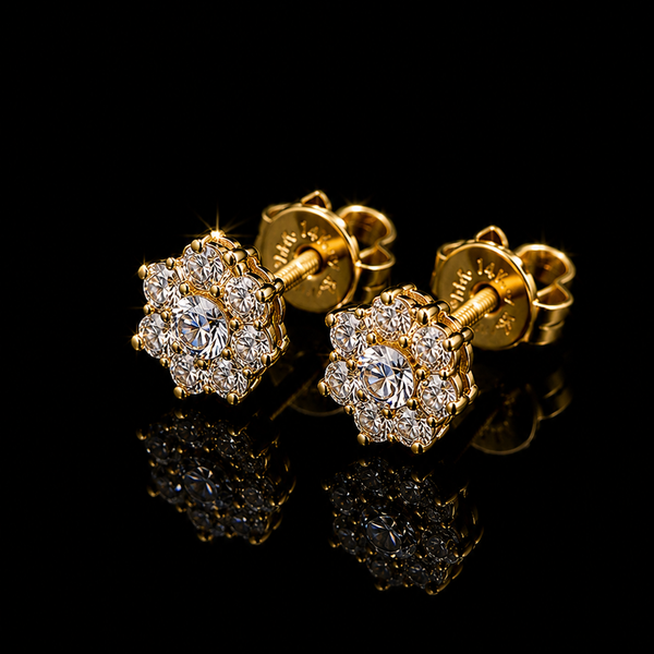 14k CZ Flower Earrings