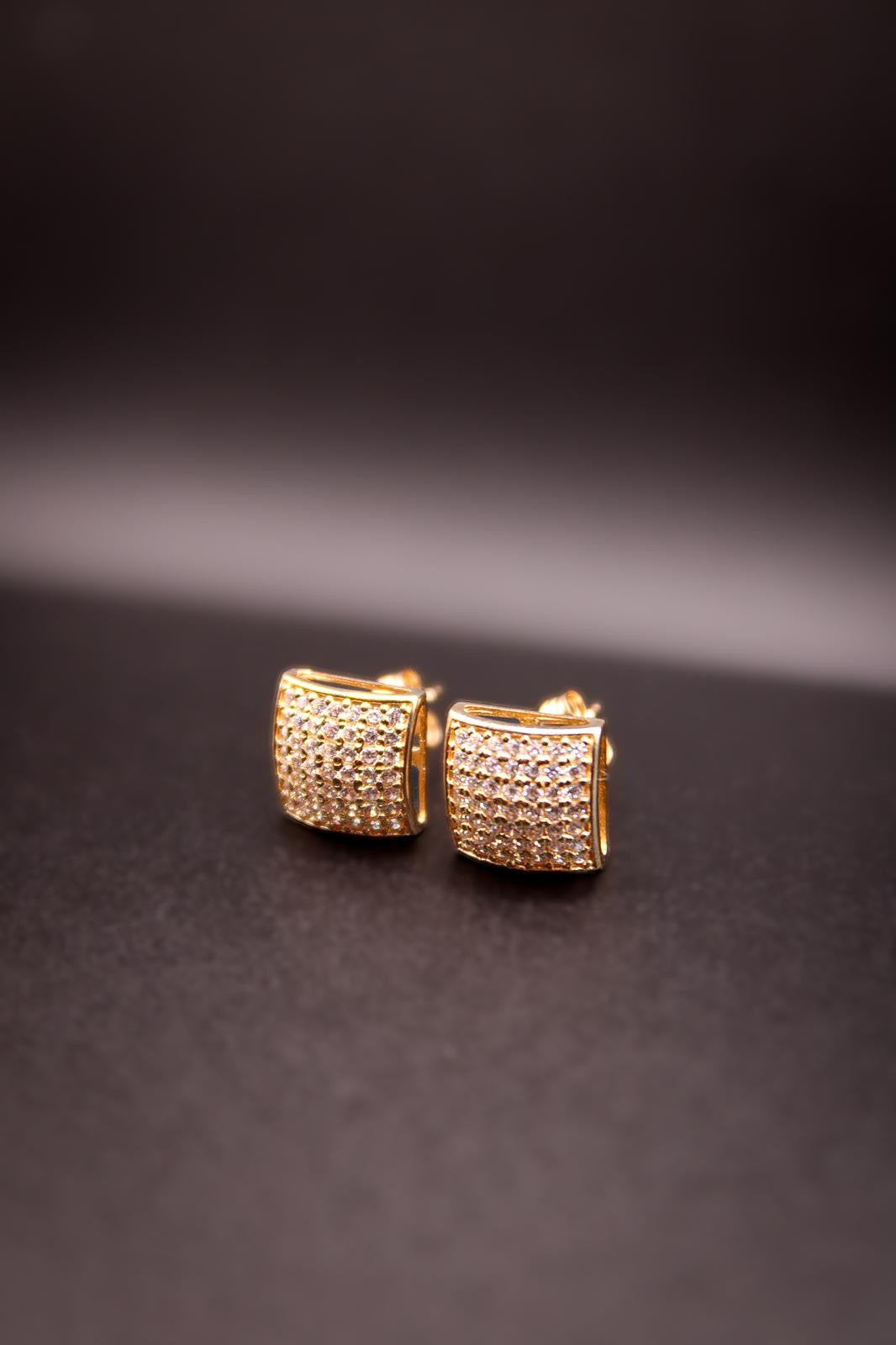 14k Yellow Gold Square Earring